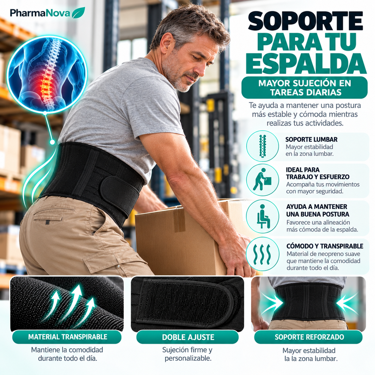 Faja Lumbar Ergonómica Reforzada