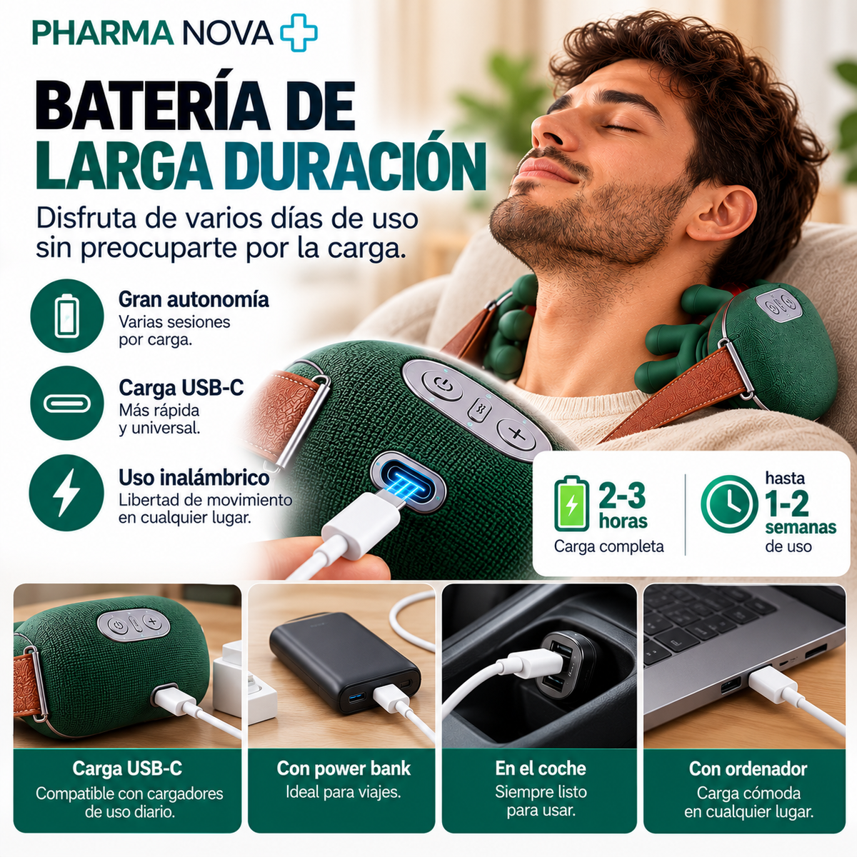 Masajeador Cervical y Espalda 4D Mano Biónica con Calor