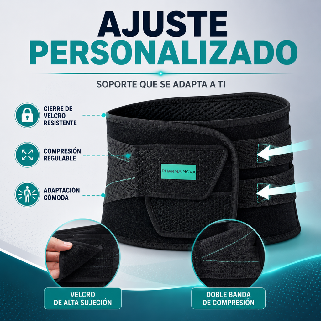 Faja Lumbar Ortopédica con Doble Ajuste y Soporte Reforzado | Pharmanova™️