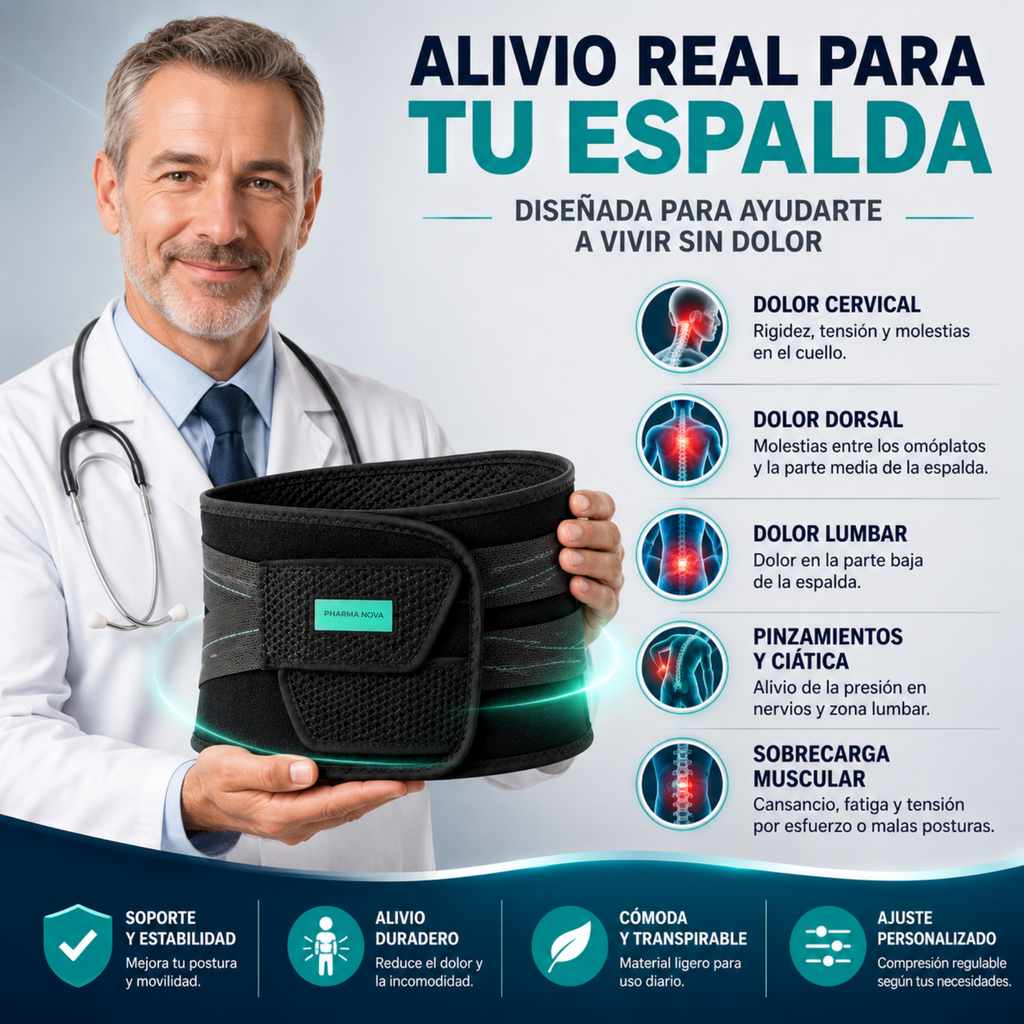 Faja Lumbar Ortopédica con Doble Ajuste y Soporte Reforzado | Pharmanova™️
