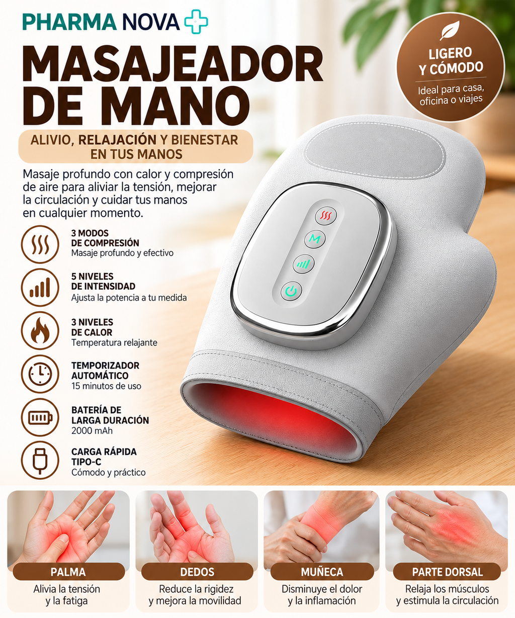 Masajeador de manos inteligente alivio de la artritis y el túnel carpiano