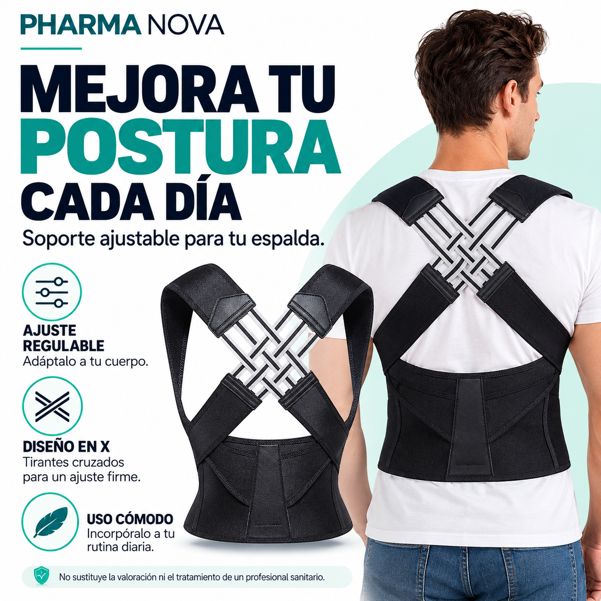 Faja correctora de espalda con doble soporte - Tallas M,L,XL