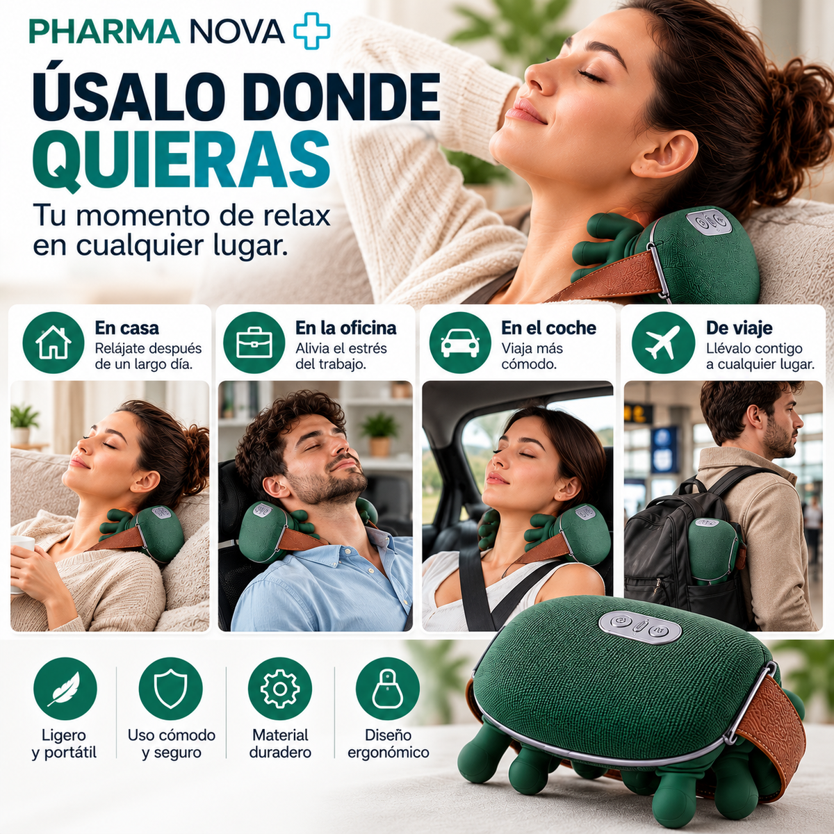 Masajeador Cervical y Espalda 4D Mano Biónica con Calor