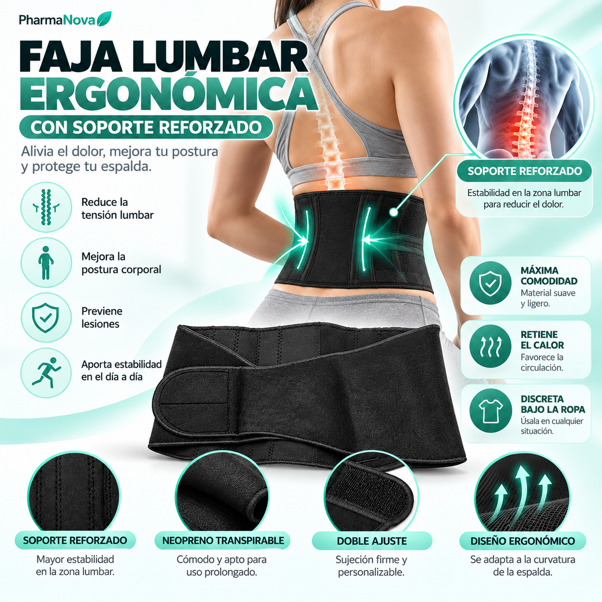 Faja Lumbar Ergonómica Reforzada