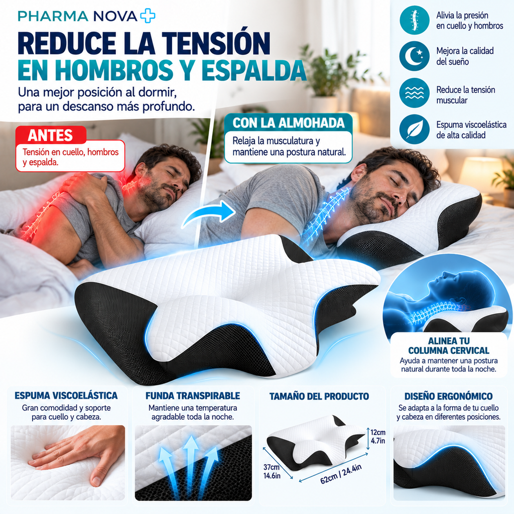 Almohada Cervical +  Funda Gratis Incorporada | Pharmanova ™