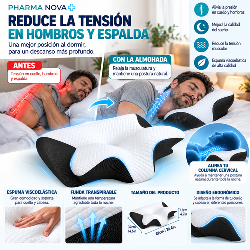 Almohada Cervical +  Funda Gratis Incorporada | Pharmanova ™